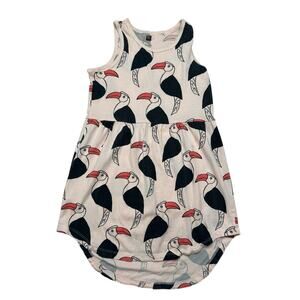 TEA COLLECTION Pink Toucan Print Hi-Low Tank Dress Size 7 Girls 100% Cotton